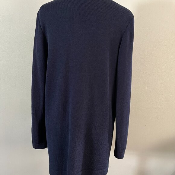 VTG St. John Basics Sz S Santana Knit Navy Blue Open Front Cardigan With Pockets - Picture 4 of 10